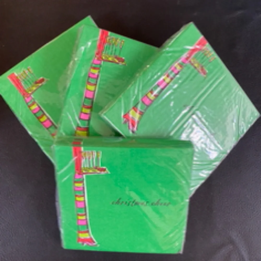 Z Gallerie Christmas Cheer Cocktail Napkins, 4 Pack - Green